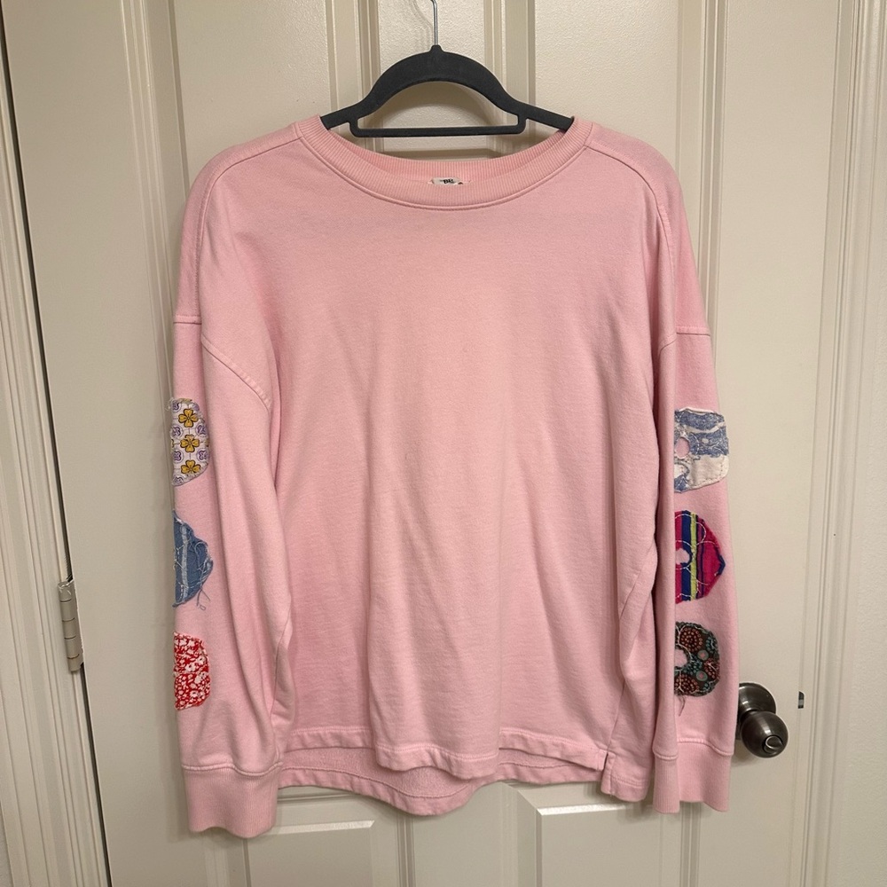 Target Pink Women's Crewneck with Colorful Sleeve Accents